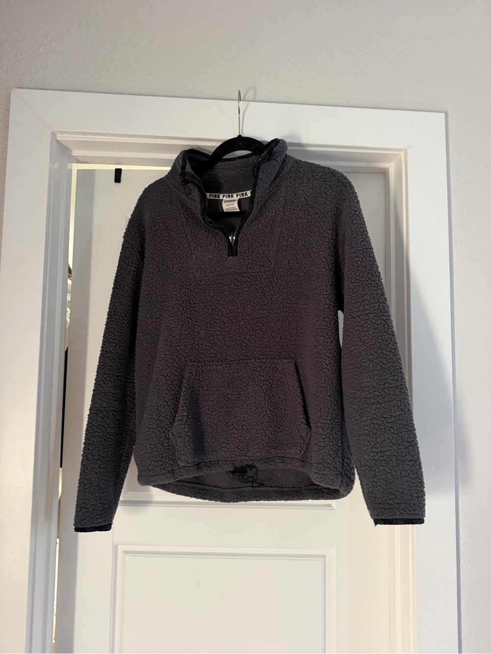 Pink Charcoal Sherpa Quarter-Zip Pullover Sweater